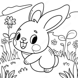 ਖੇਤ ਵਿੱਚ ਖੁਸ਼ Sunny Bunnies ਰੰਗੀਨ ਪੰਨਾ ਰੰਗ ਕਰਨ ਵਾਲੇ ਪੰਨੇ