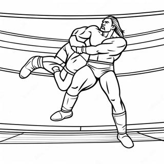 Wwe ਪਹਿਲਵਾਨ ਵਿਰੋਧੀ ਉੱਤੇ ਛਲਾਂਗ ਮਾਰਦਾ ਰੰਗੀਨ ਪੰਨਾ ਰੰਗ ਕਰਨ ਵਾਲੇ ਪੰਨੇ