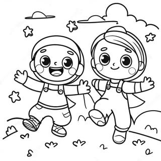 ਖੁਸ਼ ਬੱਚੇ ਖੇਡਦੇ ਰੰਗ ਕਰਨ ਵਾਲਾ ਪੰਨਾ ਰੰਗ ਕਰਨ ਵਾਲੇ ਪੰਨੇ