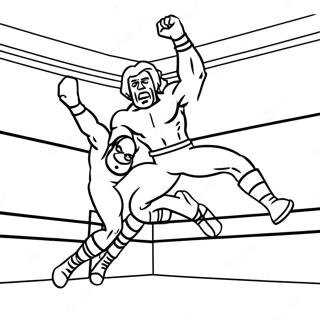 Wwe ਰੈਸਲਰ ਵਿਰੋਧੀ ਤੇ ਛਾਲ ਮਾਰ ਰਿਹਾ ਰੰਗ ਕਰਨ ਵਾਲਾ ਪੰਨਾ ਰੰਗ ਕਰਨ ਵਾਲੇ ਪੰਨੇ