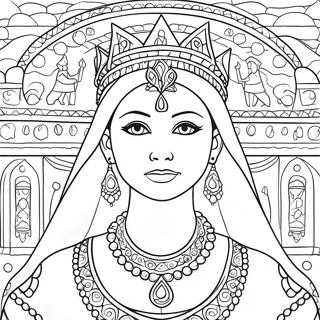 ਰਾਣੀ ਐਸਥਰ ਰਾਜਸੀ ਪੋਸ਼ਾਕ ਵਿੱਚ ਰੰਗ ਕਰਨ ਵਾਲਾ ਪੰਨਾ ਰੰਗ ਕਰਨ ਵਾਲੇ ਪੰਨੇ